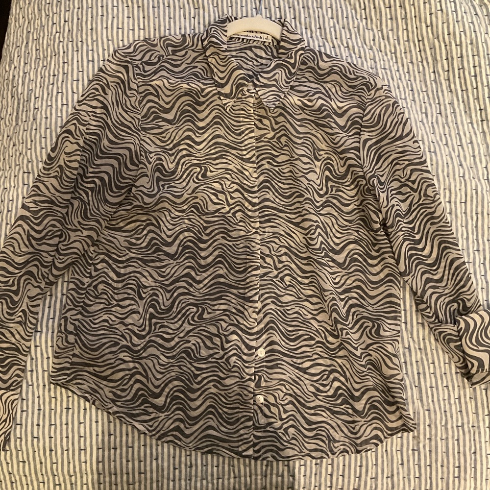 Zebra Sheer Abercrombie Button Up Blouse